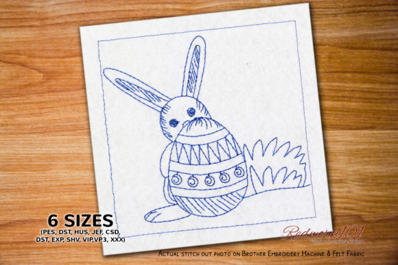Review: Bunny Behind Easter Egg Redwork Design