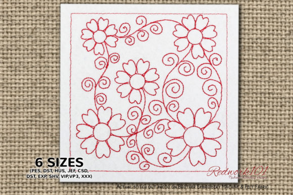 Review: Seamless Flower Quilt Design Redwork