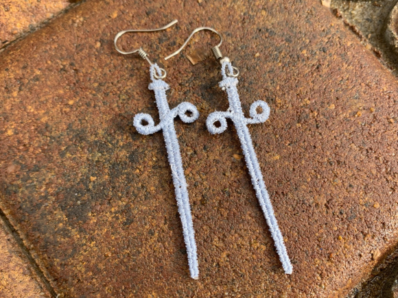 Sword Earrings Embroidery Review for Boutique Apparel
